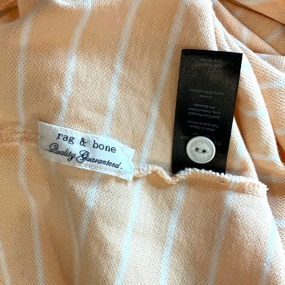 Rag & Bone Size M Polo Shirt Orange Striped Short Sleeve Collared Cotton Blend - Picture 9 of 9